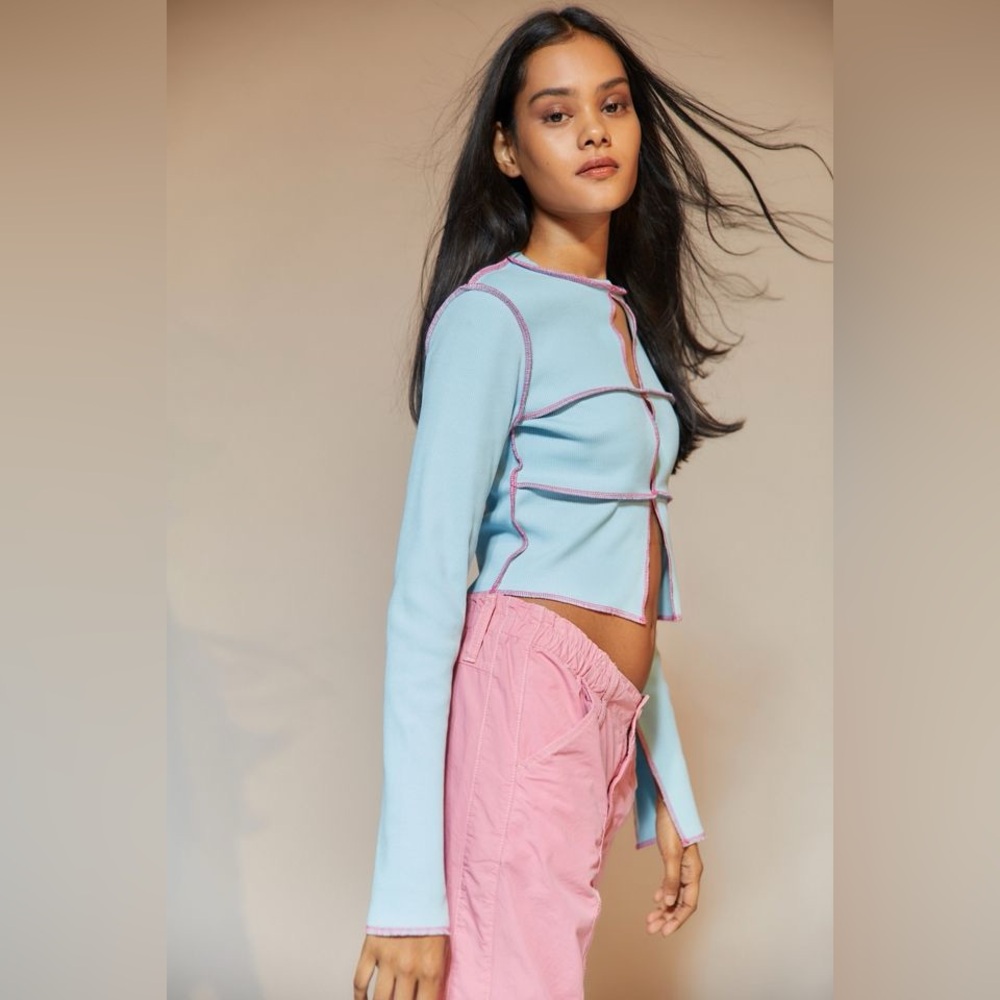 The Ragged Priest Urban Outfitters Women's Sz 8 Blue Y2K Cutout Top